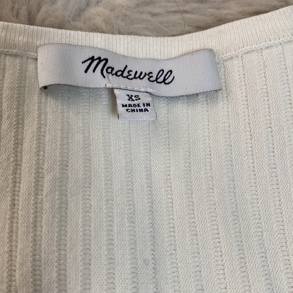 Madewell Tee Sculpt Ribbed Ottoman Cropped in Bright Ivory / Off White Size XS - Picture 6 of 10